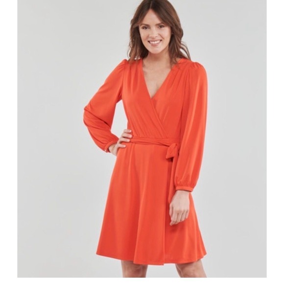 Lauren Ralph Lauren Dresses & Skirts - Lauren Ralph Lauren Orange Long-Sleeve Shavilya Jersey Dress 14P Career Cocktail
